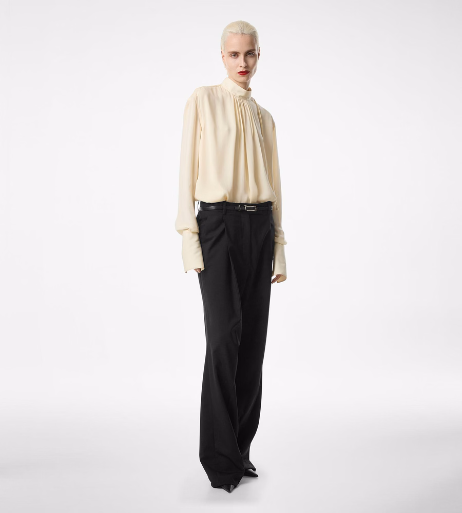 WASHED SILK GEORGETTE LONG SLEEVE BLOUSE