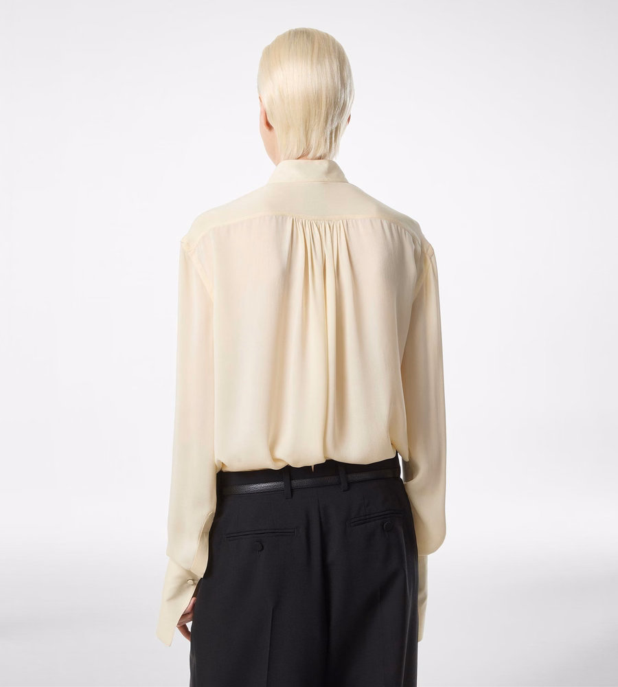 WASHED SILK GEORGETTE LONG SLEEVE BLOUSE