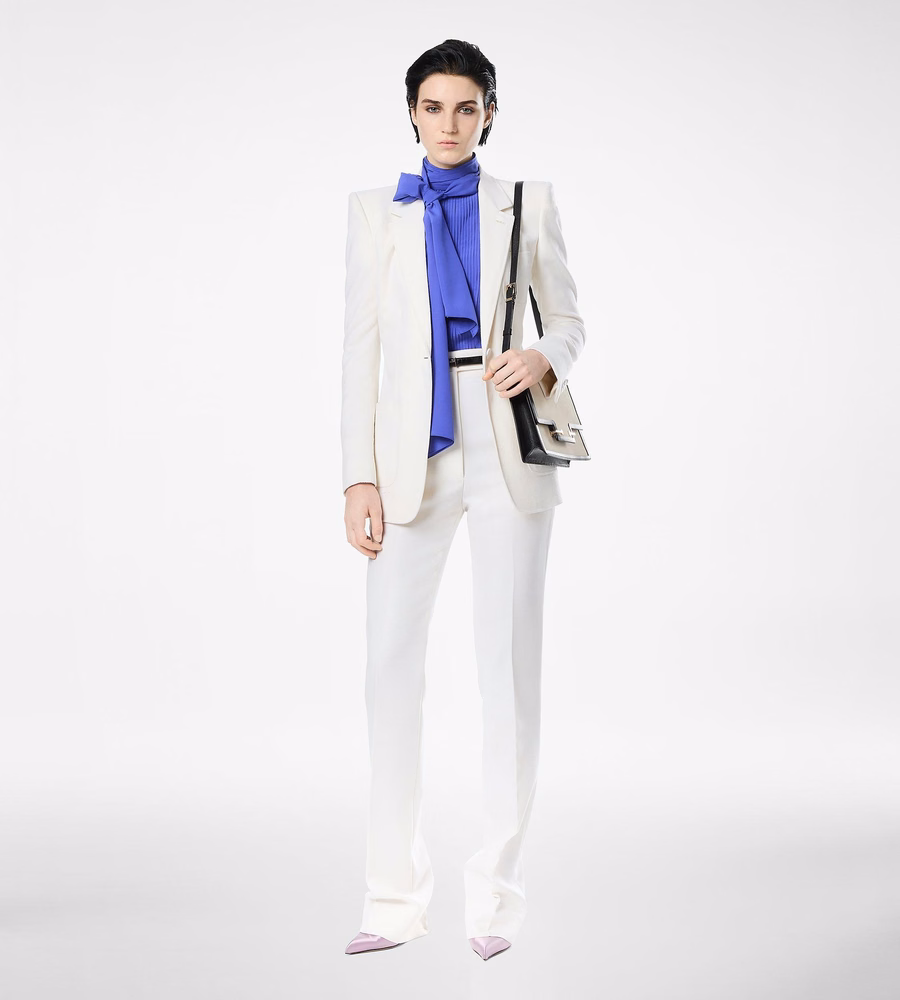 SILK HALTERNECK LAVALLIERE TOP WITH PLISSE DETAIL
