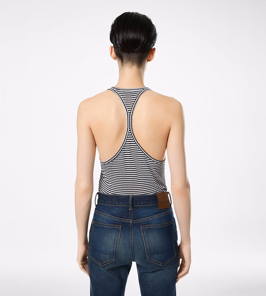 STRIPED TANK TOP WITH TONAL TF EMBROIDERED LOGO