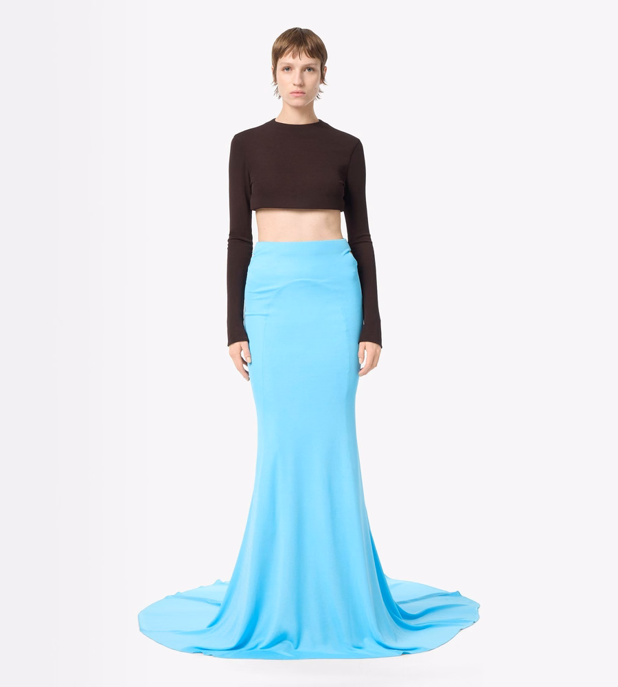 IMPOSSIBLE BACKLESS LONG SLEEVE CROPPED TOP