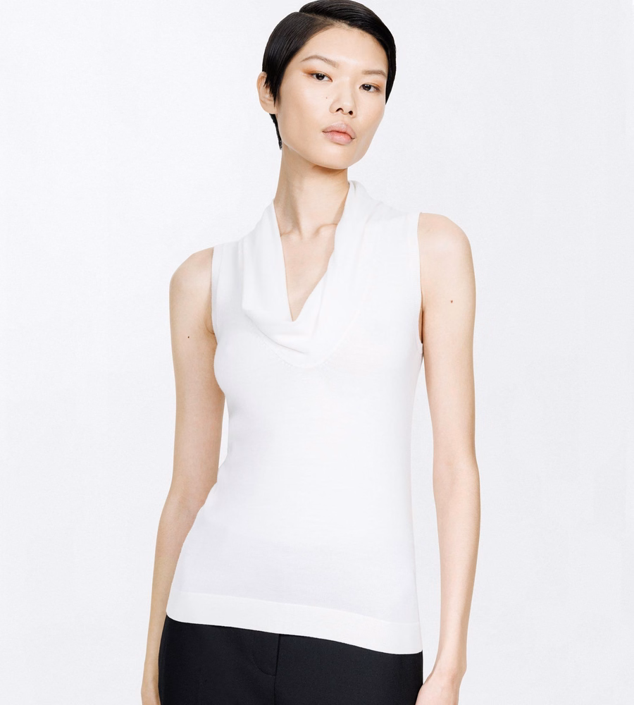 EXTRA FINE MERINO DRAPE NECK TANK TOP