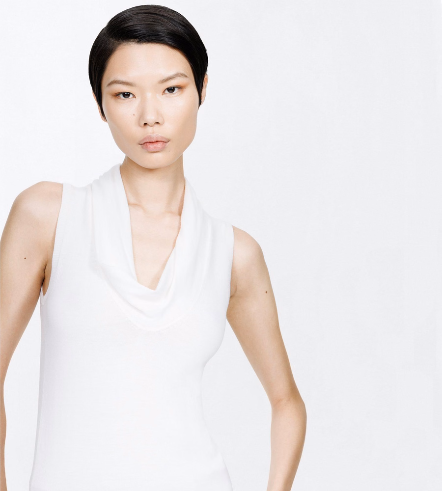 EXTRA FINE MERINO DRAPE NECK TANK TOP